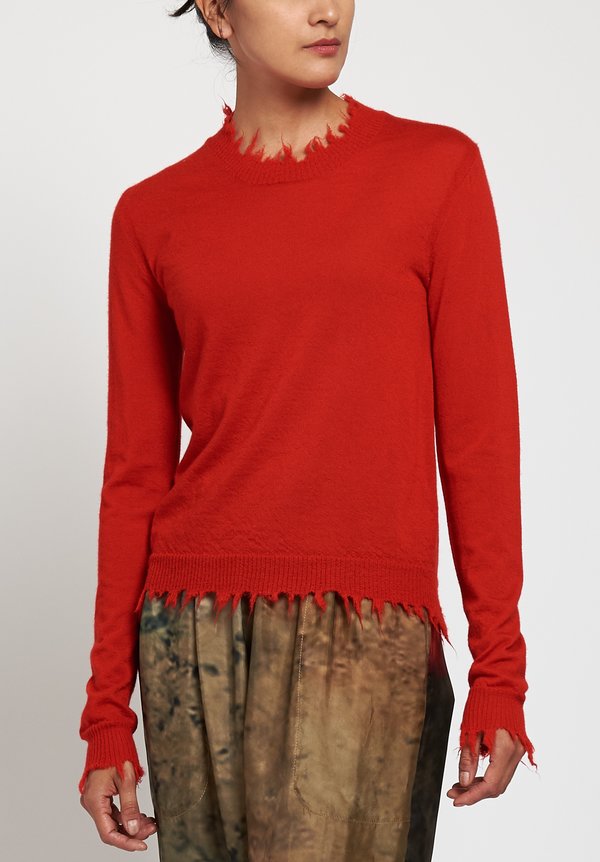 Uma Wang Distressed Sweater in Red	