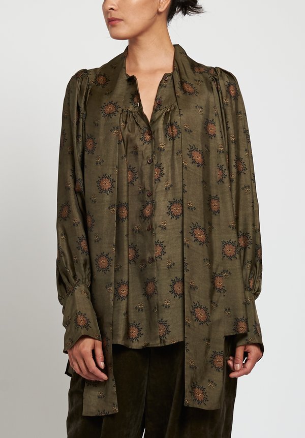 Uma Wang Moulay Tracy Top in Green/ Brown	