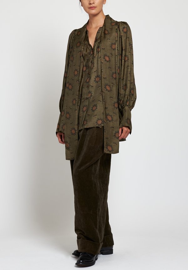 Uma Wang Moulay Tracy Top in Green/ Brown	