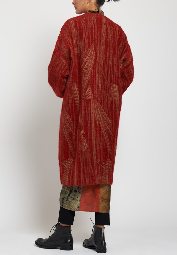 Uma Wang Camanti Cadrian Coat in Tan/ Red	