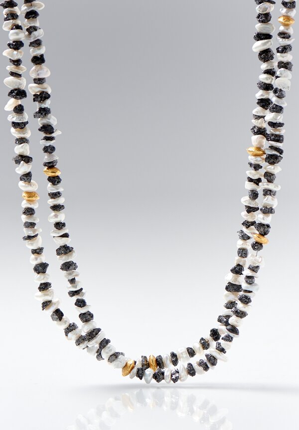 Greig Porter Long 18K Gold, Corundum and Pearl Necklace	