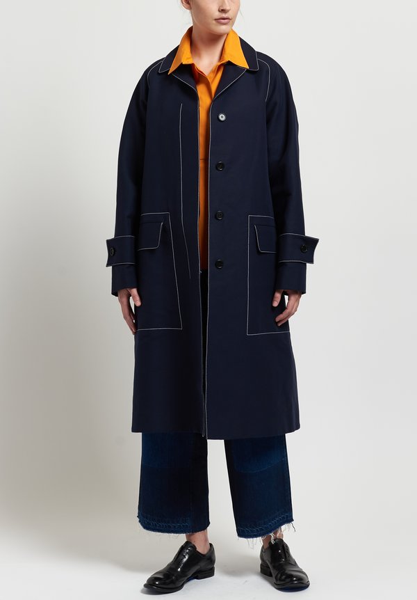 Marni Cady A-Line Coat in Blue Black	