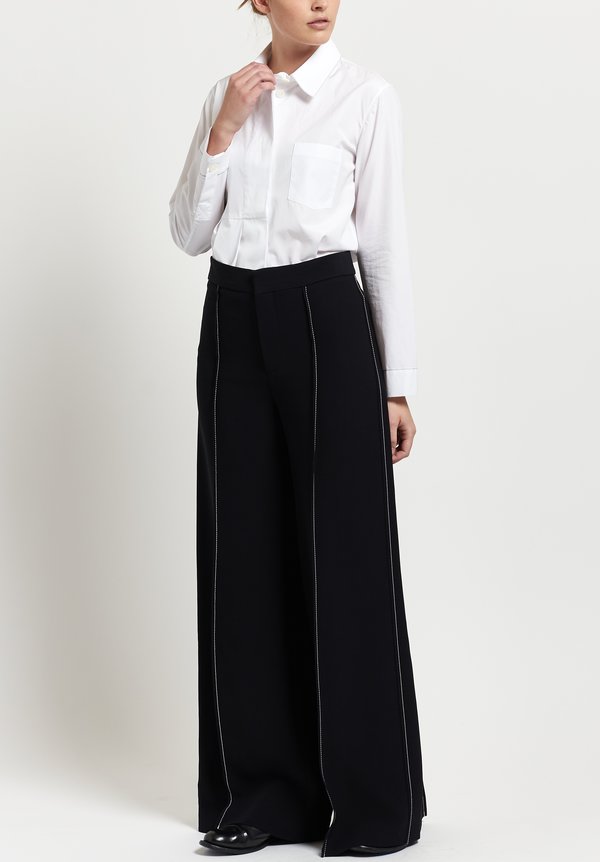 Marni Compact Cady Pintuck Trousers in Black	
