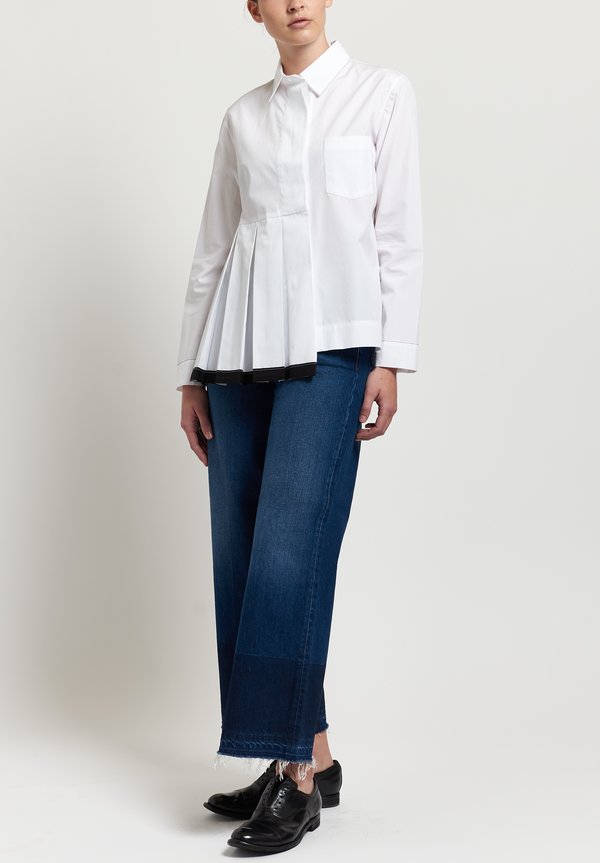 Marni Poplin Pleated Shirt in Lily White	