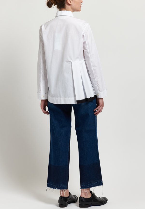 Marni Poplin Pleated Shirt in Lily White	