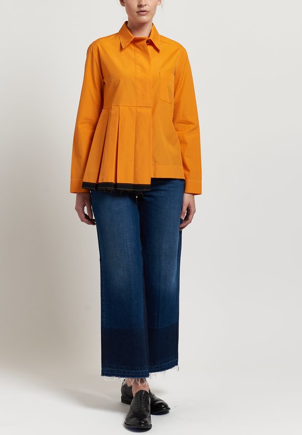 Marni Poplin Pleated Shirt in Light Orange	