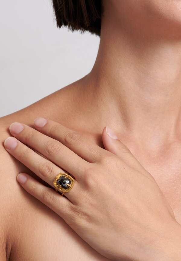 Karen Melfi 22K, Natural Black Diamond Ring	