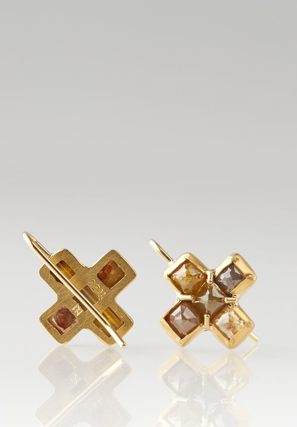 Karen Melfi 22K, Rose Cut Diamond Cross Earrings	