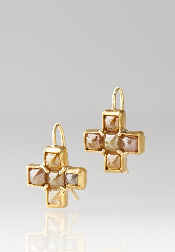 Karen Melfi 22K, Rose Cut Diamond Cross Earrings	