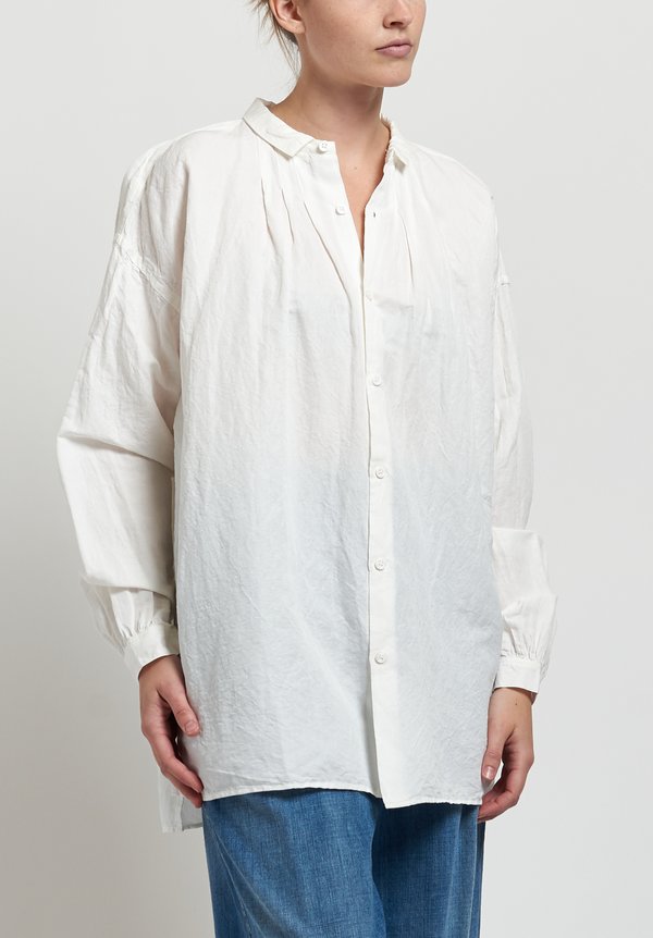 Kaval Fine Twill Gather Blouse in Off White | Santa Fe Dry Goods ...