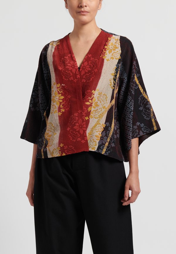Mieko Mintz 2-Layer Kimono Print Bell Shape Jacket in Black | Santa Fe ...