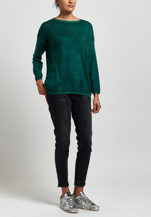Avant Toi Cashmere/ Silk Lightweight Barchetta Sweater in Smeraldo