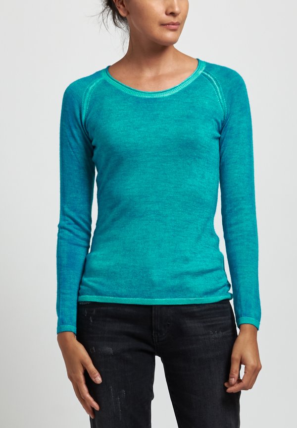 Avant Toi Cashmere/ Silk Raglan Sleeve Sweater in Turquoise	