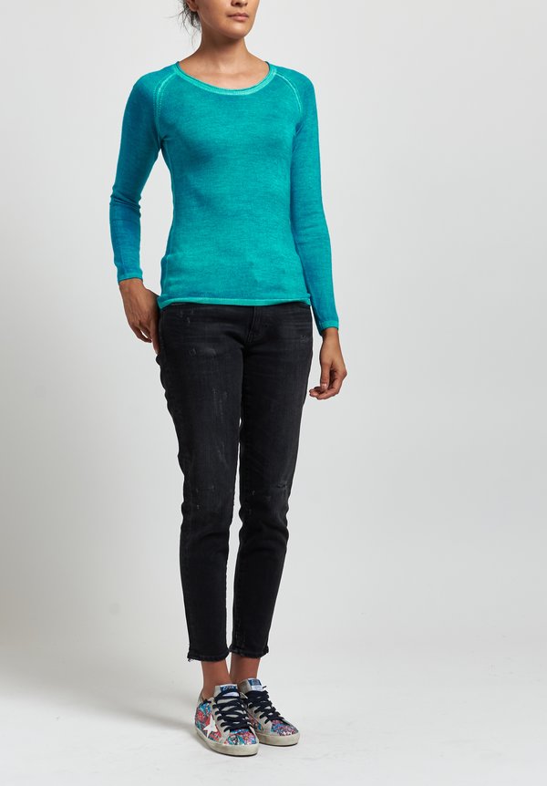 Avant Toi Cashmere/ Silk Raglan Sleeve Sweater in Turquoise	