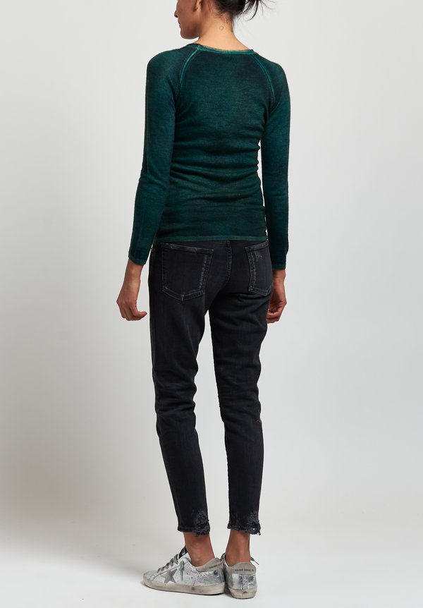 Avant Toi Cashmere/ Silk Raglan Sleeve Sweater in Pine	