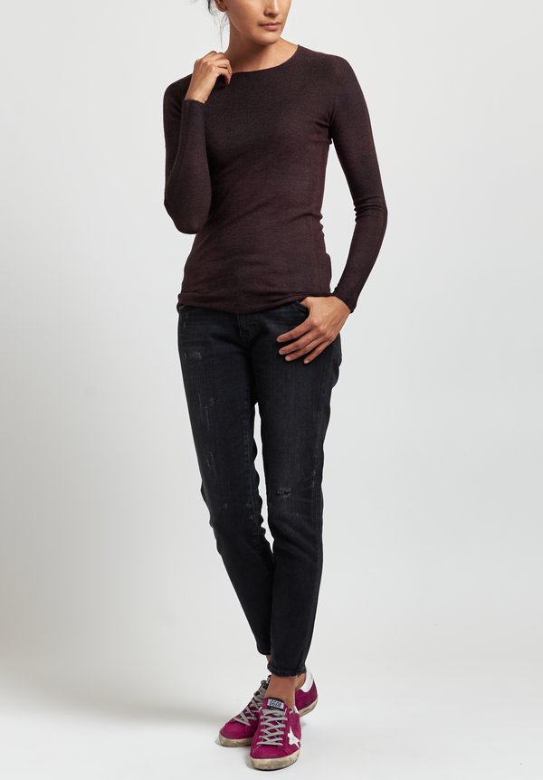 Avant Toi Fitted Crew Neck Sweater in Chocolate	