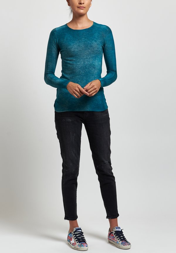 Avant Toi Cashmere/ Silk Fitted Crew Neck Sweater in Provence