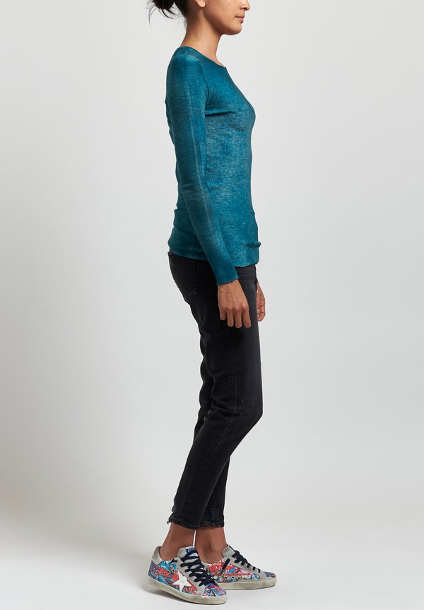 Avant Toi Cashmere/ Silk Fitted Crew Neck Sweater in Provence