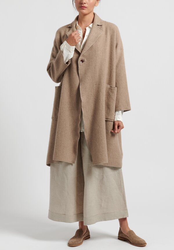 Kaval Long Cashmere Woven Stole Coat in Natural | Santa Fe Dry