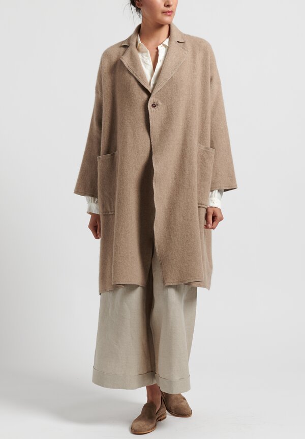 Kaval Long Cashmere Woven Stole Coat in Natural | Santa Fe Dry
