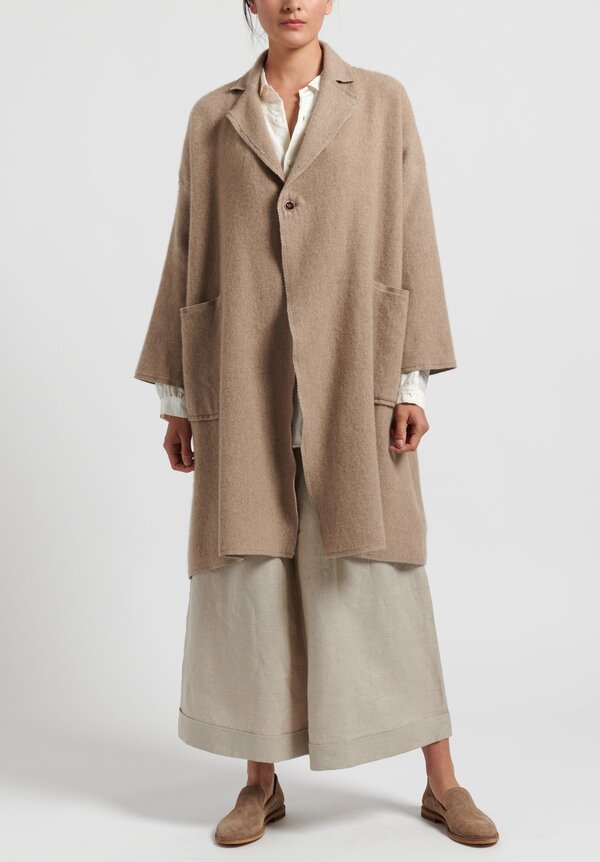 Kaval Long Cashmere Woven Stole Coat in Natural	