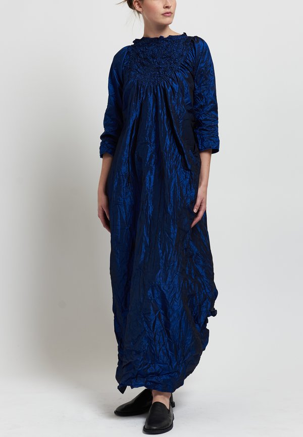 Daniela Gregis Washed Silk Ruched Dress in Electric Blue | Santa Fe Dry ...