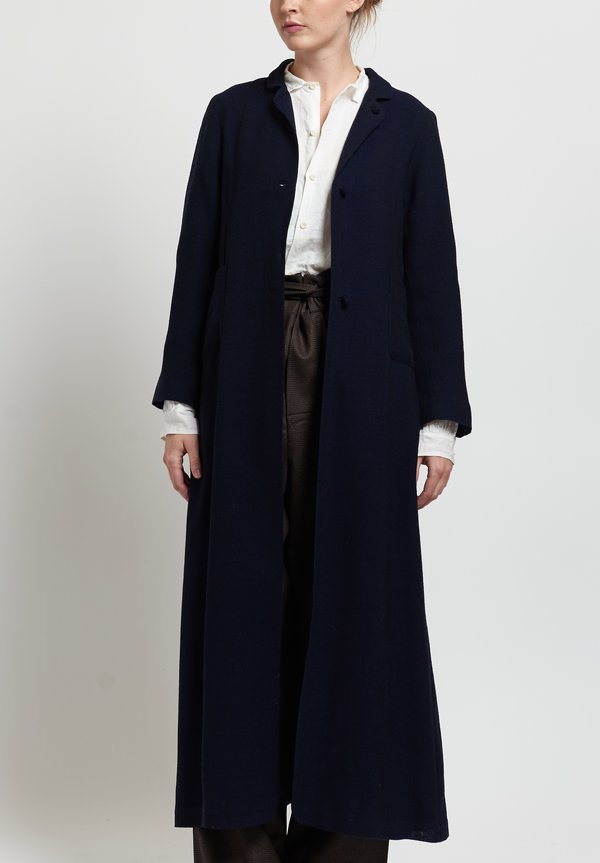 Daniela Gregis Wool Long Coat in Navy Blue