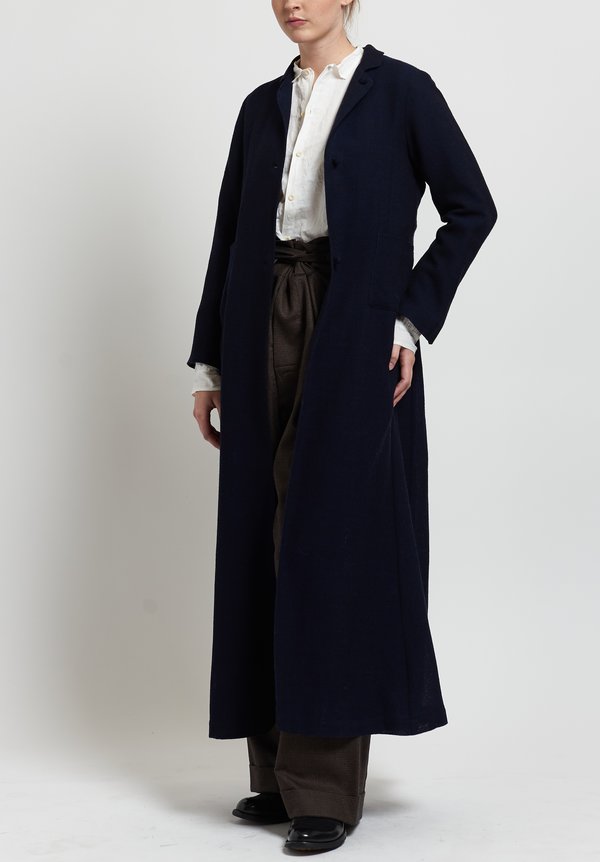 Daniela Gregis Wool Long Coat in Navy Blue