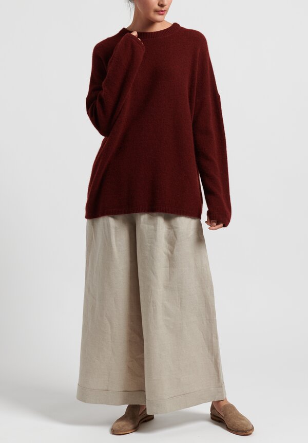 Kaval Cashmere/ Sable Crew Neck Knit in Red	