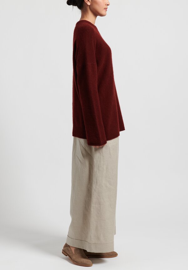 Kaval Cashmere/ Sable Crew Neck Knit in Red	