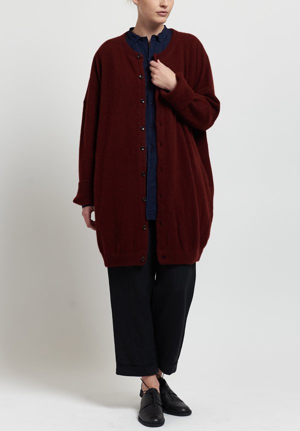 Kaval Cashmere/ Sable Oversize Long Cardigan in Red