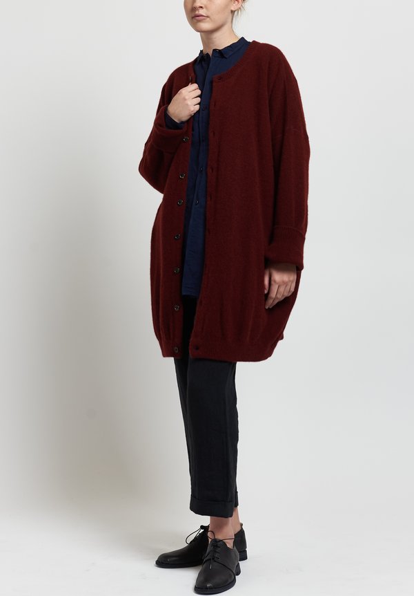 Kaval Cashmere/ Sable Oversize Long Cardigan in Red