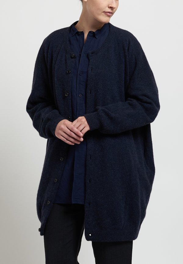 Kaval Cashmere/ Sable Oversize Long Cardigan in Navy
