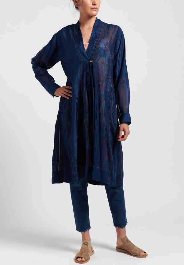 Péro Silk/ Cotton V-Neck Dress in Navy Blue | Santa Fe Dry Goods ...