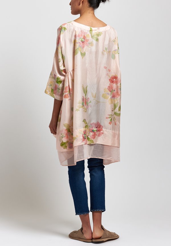 Péro Silk Floral Tunic in Peach