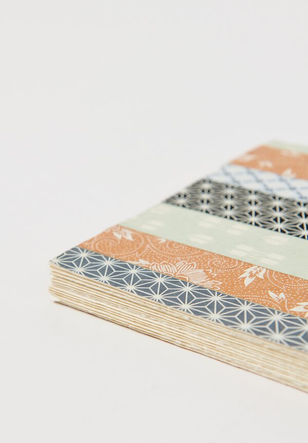 Elam Handprinted Japanese Chiyogami Paper Notebook in Horizontal Kimono Stripes	