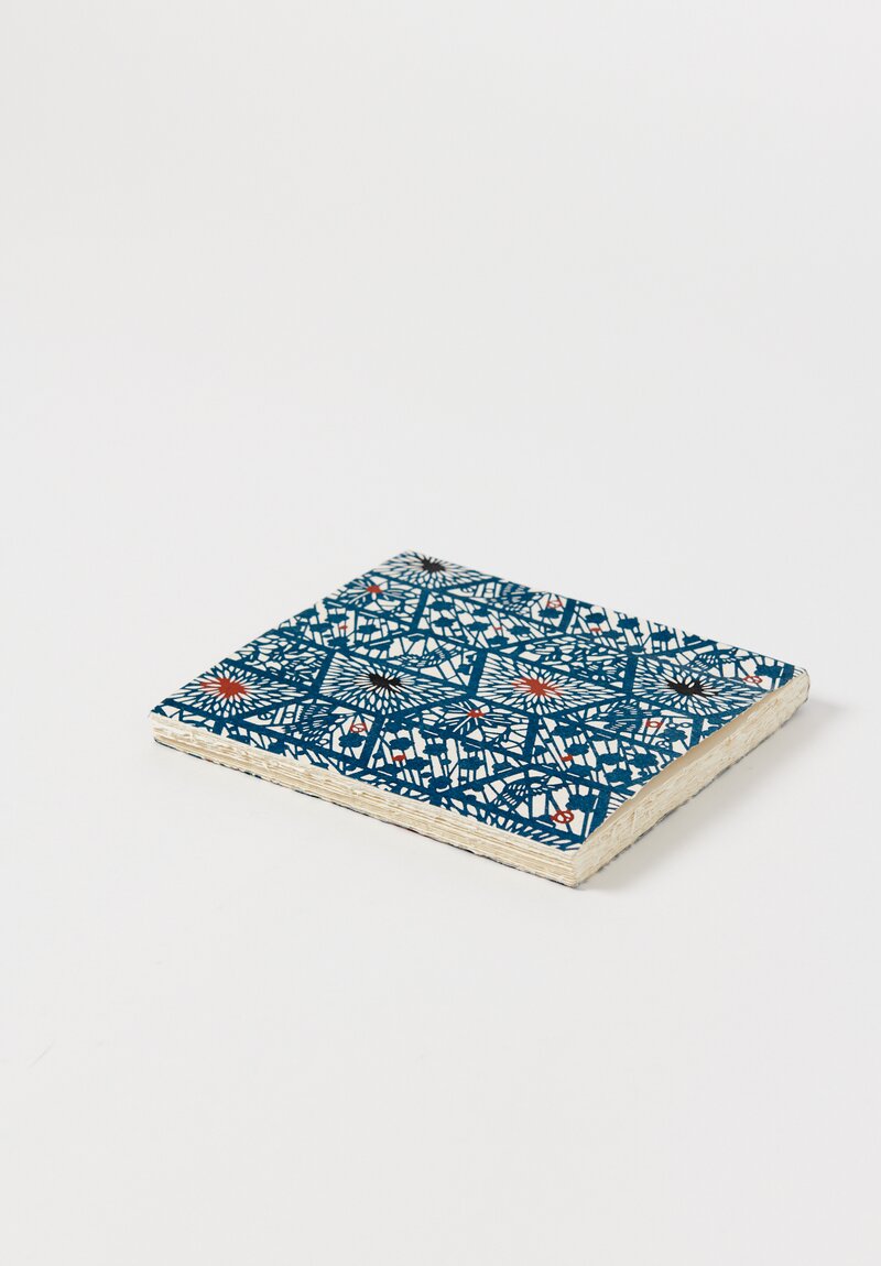 Elam Handprinted Japanese Chiyogami Paper Notebook in Bird Cage/ Blue	