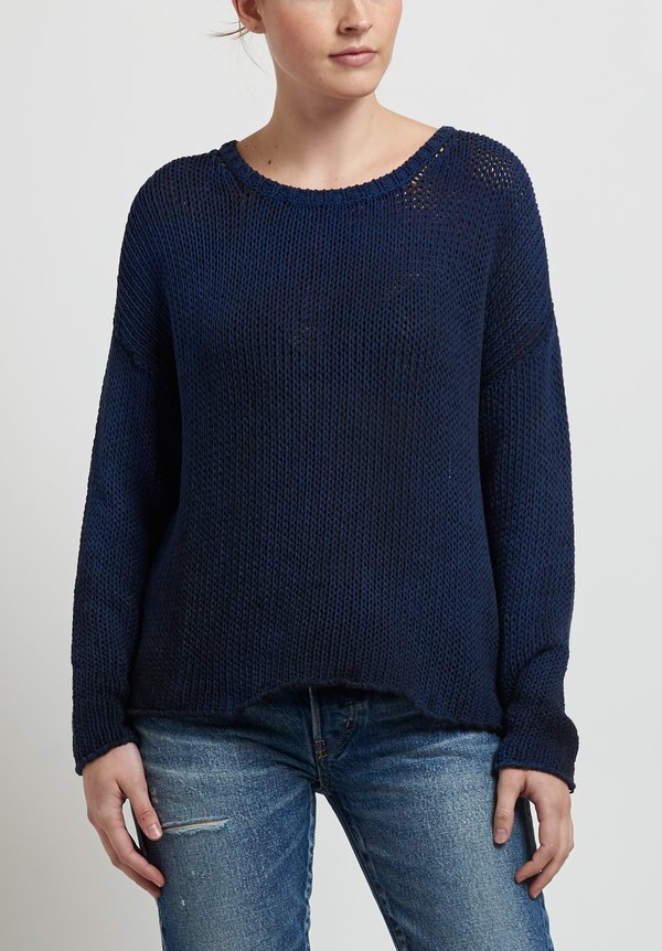 Avant Toi Loose Knit Sweater in Navy	