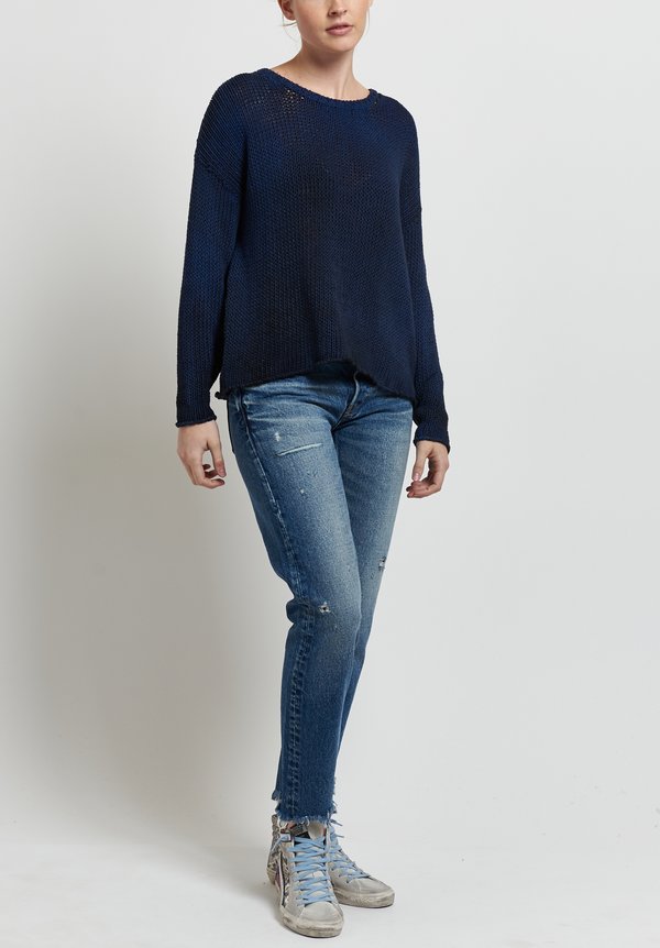 Avant Toi Loose Knit Sweater in Navy	
