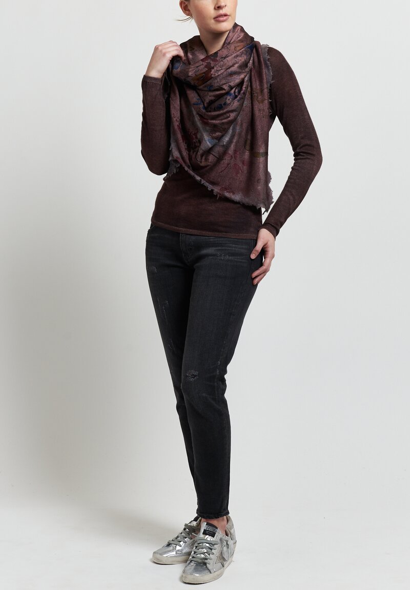 Avant Toi Cashmere/ Silk Raglan Sleeve V-Neck Sweater in Chocolate	