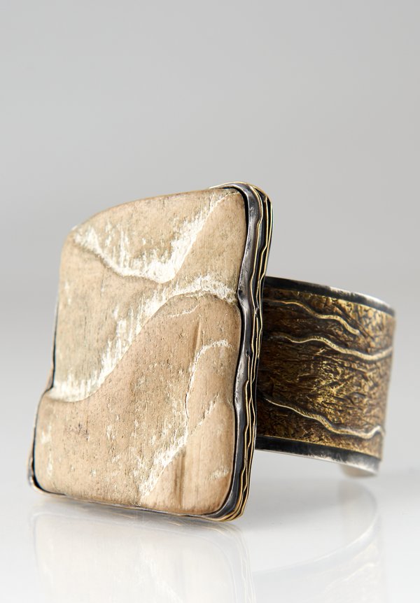 Pamela Adger Sterling, Brass Fossilized Mammoth Tusk, Alaska Cuff	