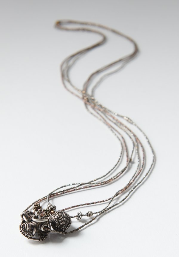 Pamela Adger Vintage Charm Pendents 3-Strand Necklace	