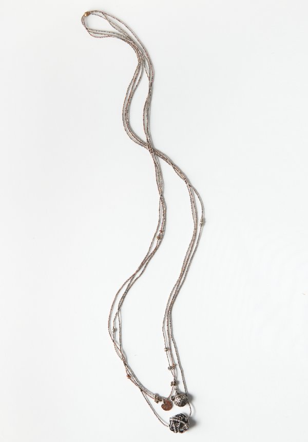 Pamela Adger Vintage Charm Pendents 3-Strand Necklace	