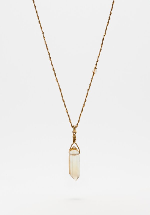 Pamela Adger Citrine Pendent, South Africa, Crystal, Brass Necklace	