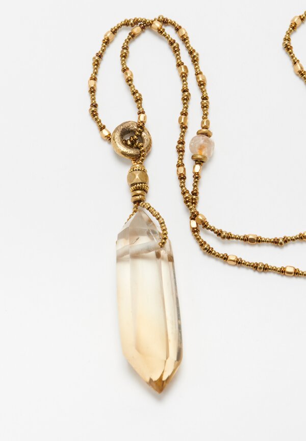 Pamela Adger Citrine Pendent, South Africa, Crystal, Brass Necklace	