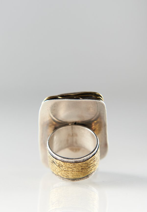 Pamela Adger Carved Horn, Lion Motif Ring	