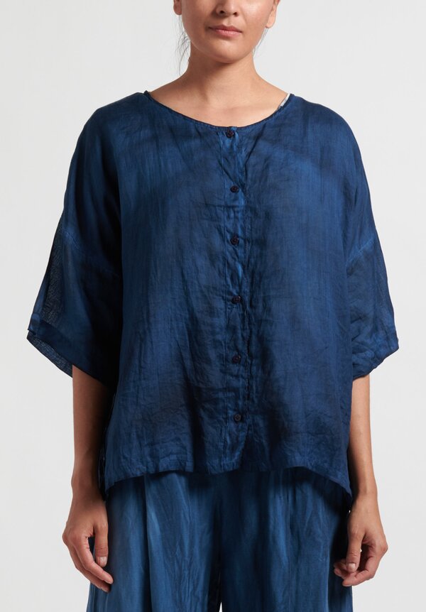 Gilda Midani Sheer Super Shirt in Indigo Blue	