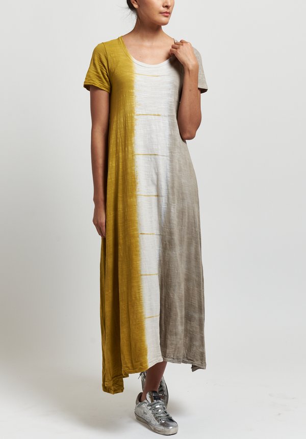 Gilda Midani Short Sleeve Monoprix Dress in Dripped Hazy/ Saffron