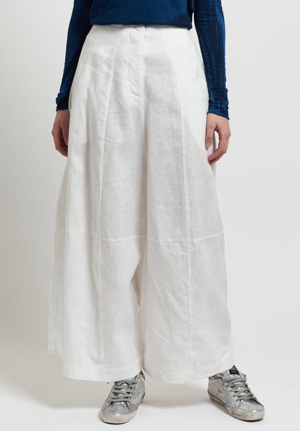 Gilda Midani Solid Dyed Linen Egg Pants in White