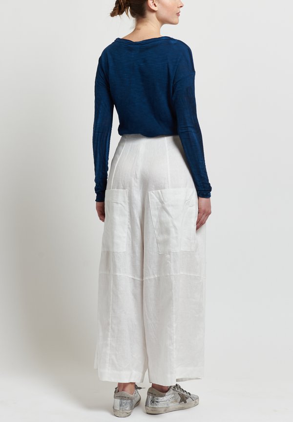 Gilda Midani Solid Dyed Linen Egg Pants in White